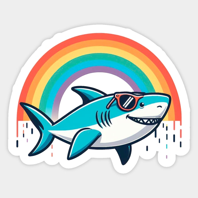 Shark on the Rainbow Sticker by Lovely Animals